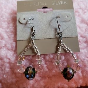 Handcrafted Crystal & millefiori bead earrings